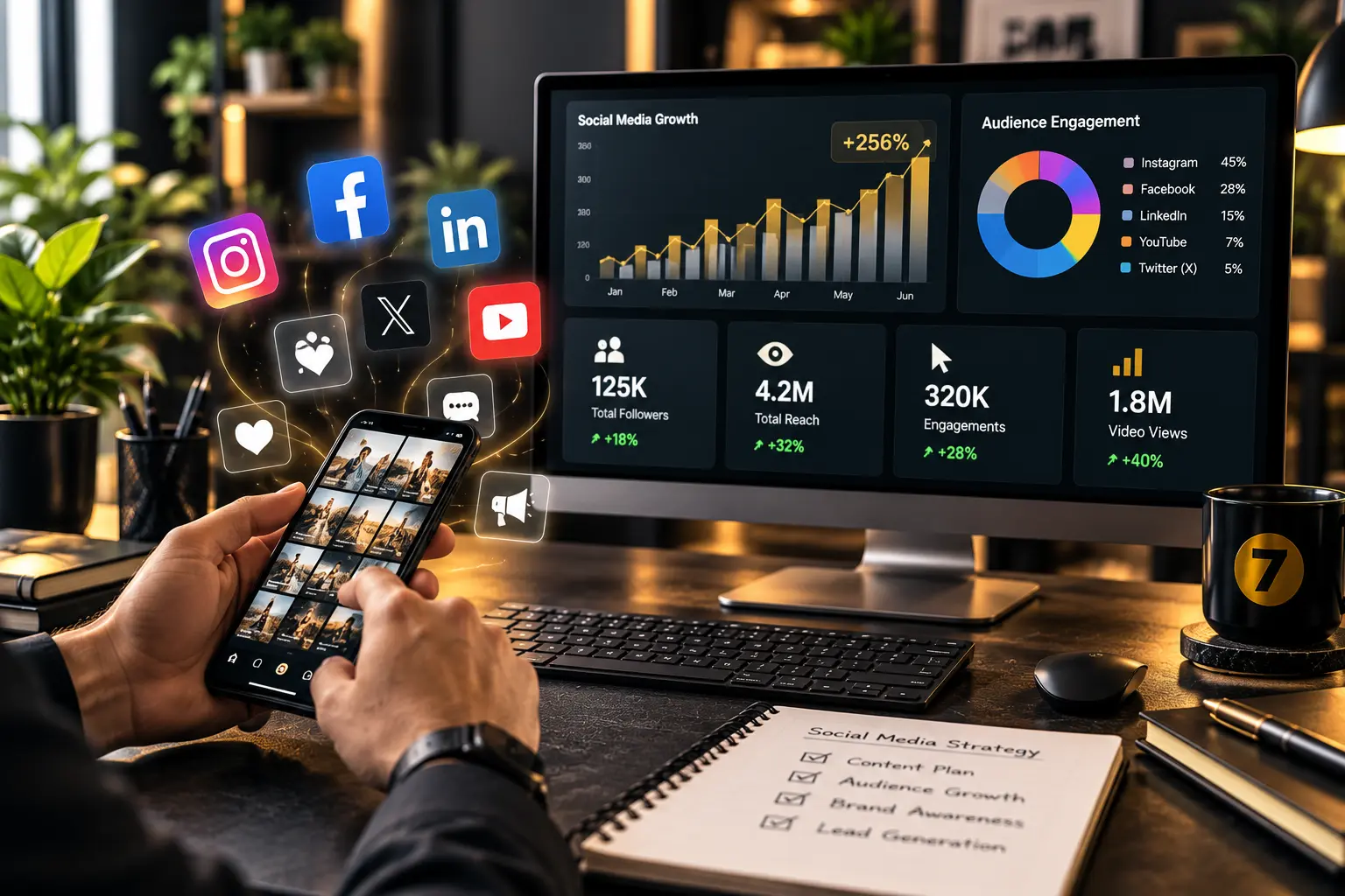 Marketing performance reporting on a monitor