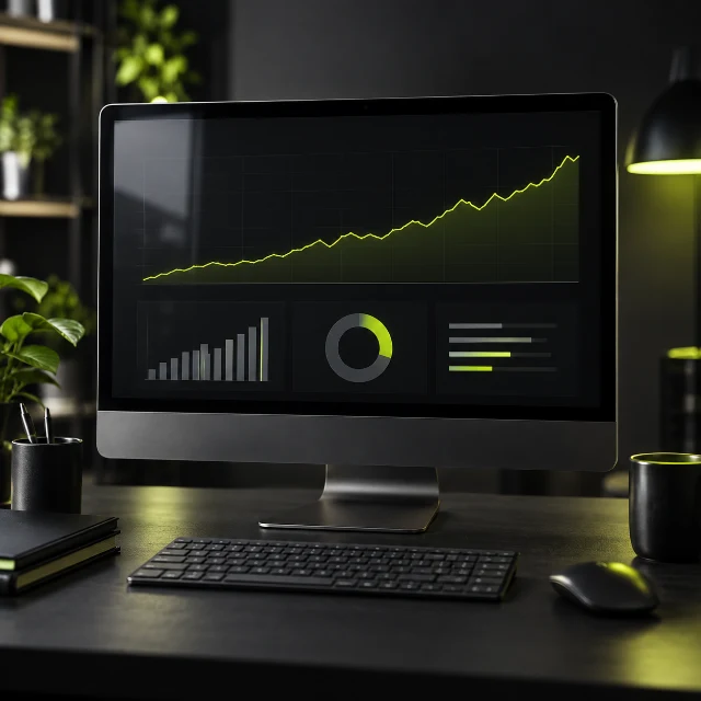 Analytics dashboard with trend charts and performance metrics