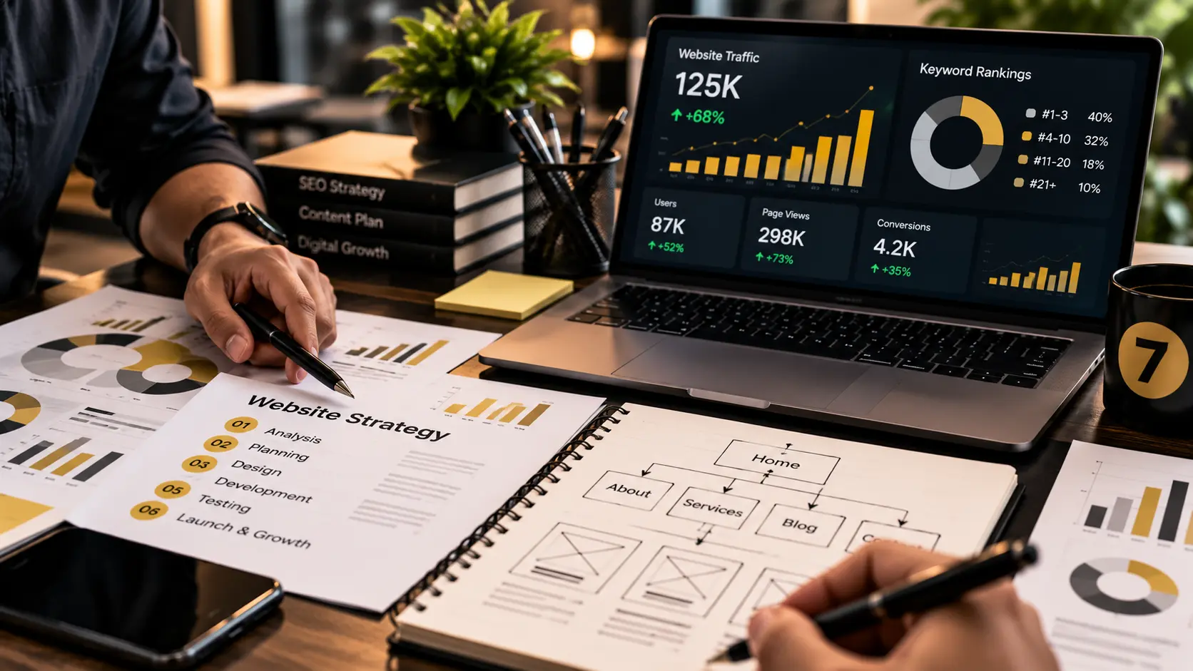 Website interface design on a pen tablet